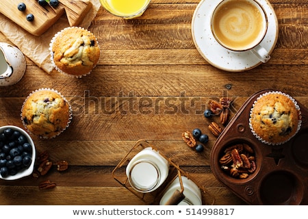 Stockfoto: Breakfast Table With Cakes Coffee And Fruits