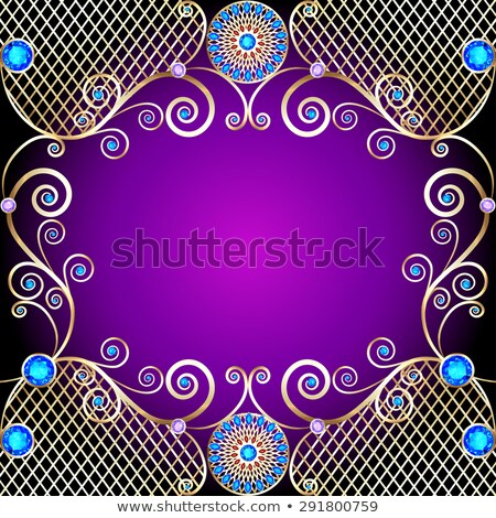 Stok fotoğraf: Background With Circular Swirls Ornaments And Precious Stones