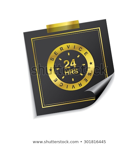 ストックフォト: 24 Hours Service Golden Sticky Notes Vector Icon Design