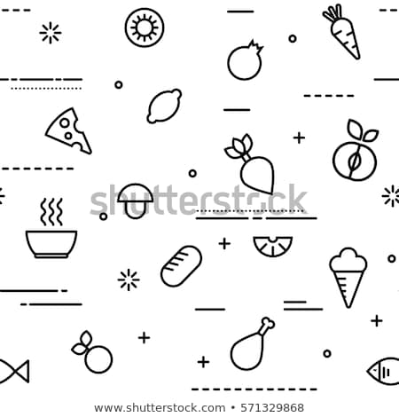 Foto stock: Food Seamless Pattern Of Modern Outline Icons