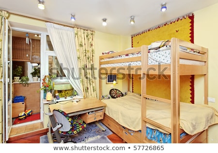 Сток-фото: Childrens Room Childrens Furniture Bunk Bed Table And Chair
