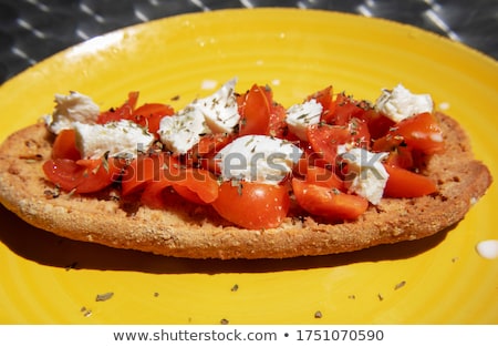 Сток-фото: Original Italian Fresh Bruschetta Served With Fresh Salad And Ve