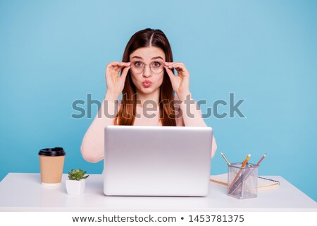 Stok fotoğraf: Flirty Girl With Laptop