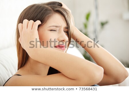 Zdjęcia stock: Woman With Terrible Headache Or Big Problem