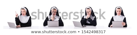 Stock foto: Nun Working On Laptop - Religious Concept