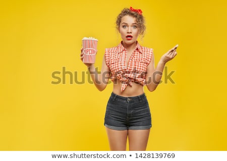 Foto stock: Beautiful Young Sexy Woman Wearing Jeans Shorts