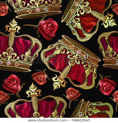 Foto d'archivio: Seamless Vector Gold Pattern With King Crowns