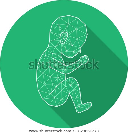 Сток-фото: Newborn Baby With Umbilical Cord Isolated Embryo Vector Illustr