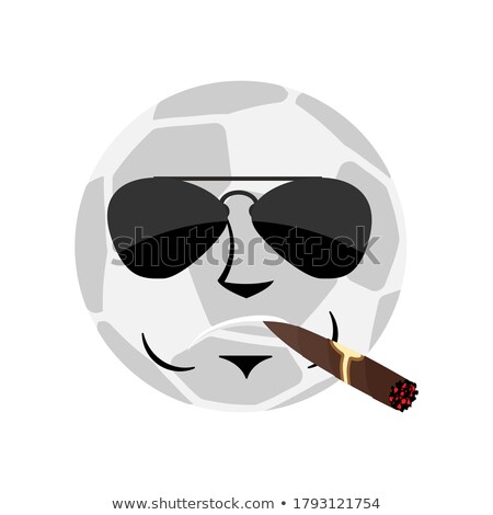 Foto stock: Soccer Ball Cool Serious Emoji Football Ball Smoking Cigar Avat