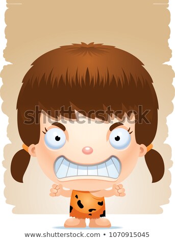 Zdjęcia stock: Angry Cartoon Girl Caveman