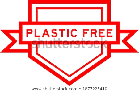 Stock foto: A Red Stamp On A White Background - Plastic Pollution