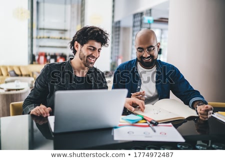 Stok fotoğraf: Teamwork Process Two Business Colleague Meeting To Discussing T