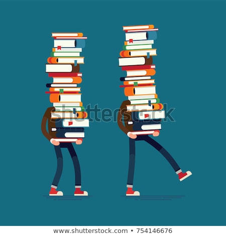 Stockfoto: Tudent · Met · Zware · Studielast · Boeken