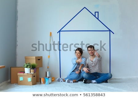 Stock photo: Young Roller Couple Sit