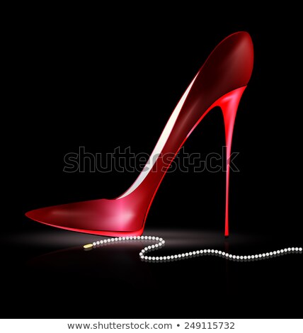 Stok fotoğraf: Black High Heel Shoes With Spikes And Bead Necklace