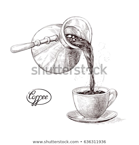 Foto d'archivio: Ink Sketch Of A Coffee Cup With White Fill