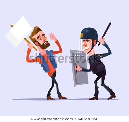 Zdjęcia stock: Man Police People Riot Attack