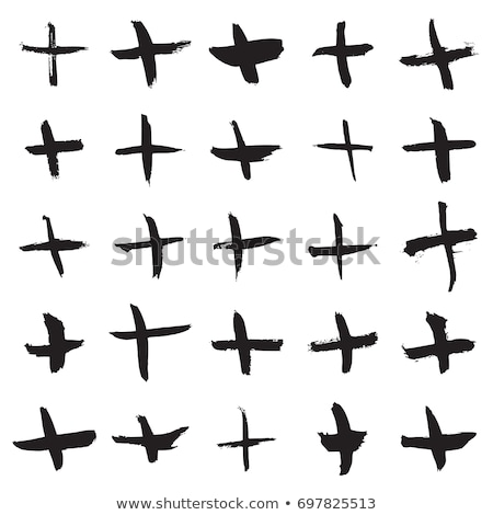 Foto stock: Plus Or Cross Symbols Hand Painted Plus Cross Sign Isolated On A White Background Vector Illustrat