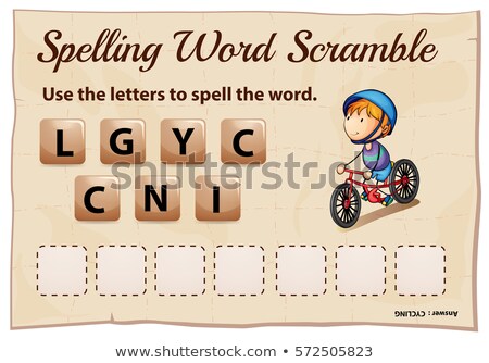 Stockfoto: Spelling Word Scramble Game Template With Cycling