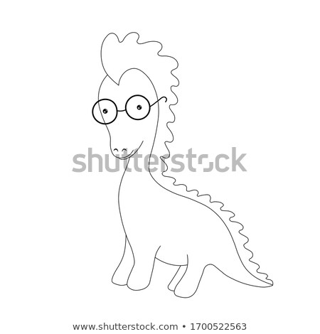 Stock fotó: Little Dinosaur In Black Glasses