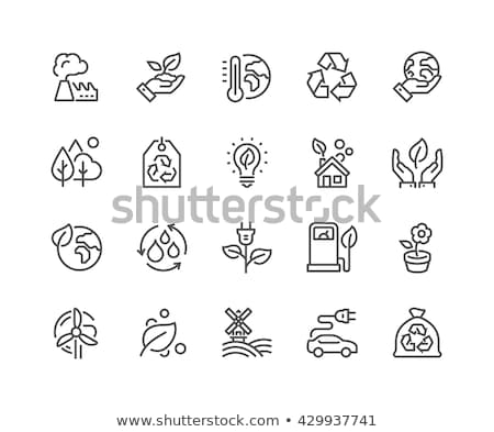Zdjęcia stock: Pollution Of Nature Vector Thin Line Icons Set