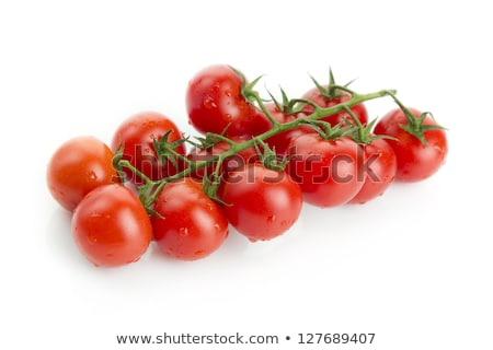 Stock fotó: Fresh Organic Wet Cherry Tomatoes Bunch Isolated On White