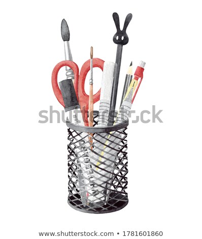 Stock fotó: School Objects Ink Holder And Stand
