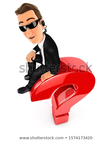 3d Security Agent Sitting On Top Of Question Mark Zdjęcia stock © 3dmask