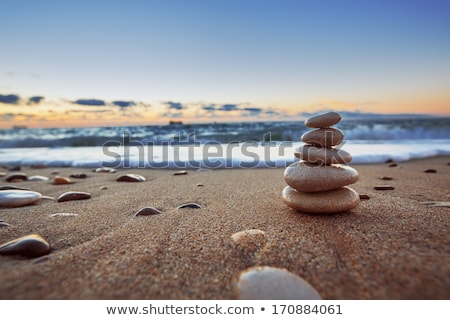 Stok fotoğraf: Zen Balanced Stones Stack On Beach