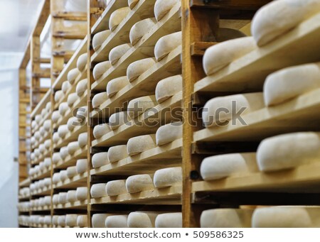 Stock photo: Aged French Cheese Wheels Stacked