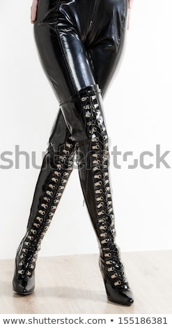Stock fotó: Detail Of Standing Woman Wearing Latex Clothes