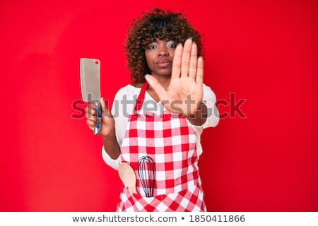 Stock fotó: African Chef Cook Showing Stop Hand Gesture