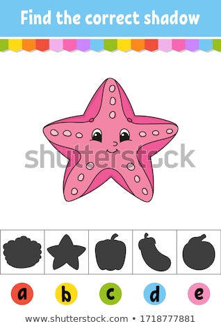 Stockfoto: Match The Shadow Kids Puzzle Game With Starfish