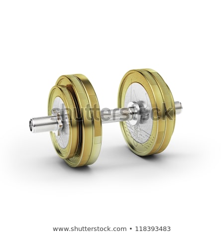 Foto stock: Dumbbell With Euro Coin