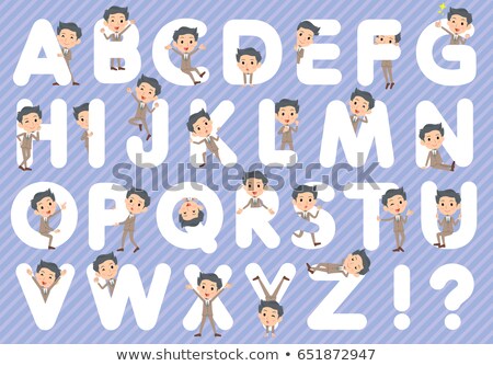 Stockfoto: Beige Suit Short Hair Beard Man A To Z