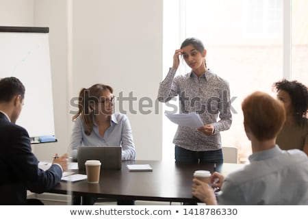 Foto d'archivio: Woman Is Nervous At Workshop