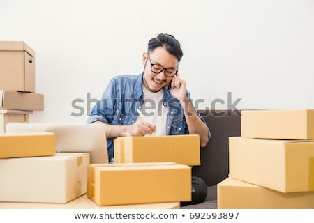 Foto stock: Startup Small Business Entrepreneur Sme Young Asian Man Working