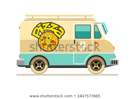 Foto stock: Minibus For Pizza Delivery Fast Food Transport