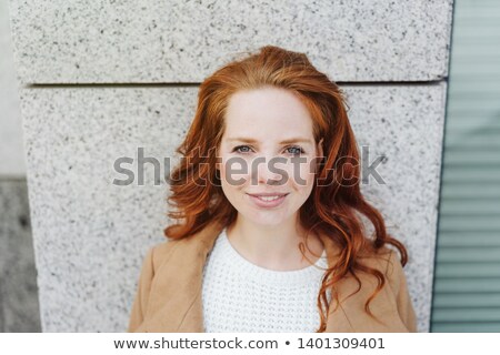 Stock fotó: Portrait Of Woman With Curly Hair Lean On Bust