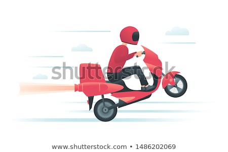 Stock fotó: Courier With Pizza Boxes On Rocket