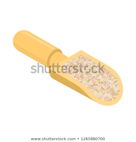 Barley Grits In Wooden Scoop Isolated Groats In Wood Shovel Gr Foto stock © MaryValery