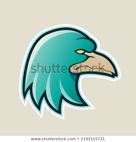 Foto d'archivio: Persian Green Eagle Head Cartoon Icon Vector Illustration
