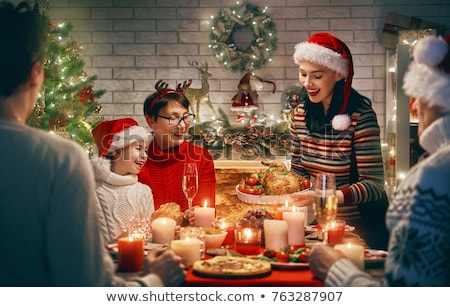 Stockfoto: Happy Family Having Christmas Dinner At Home