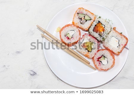 Stok fotoğraf: Smoked Fish On Light Background Top View