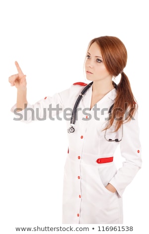 Young Female Doctor Touchung Virtual Screen Сток-фото © Vankad