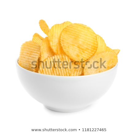 Foto stock: Fried Potato Chips Isolated On White Background