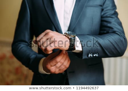Stock fotó: Business Man Holds Hands On Lapels