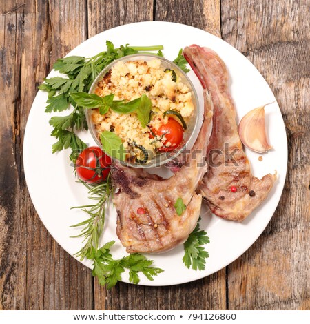 Сток-фото: Fried Lamb Chop And Semolina