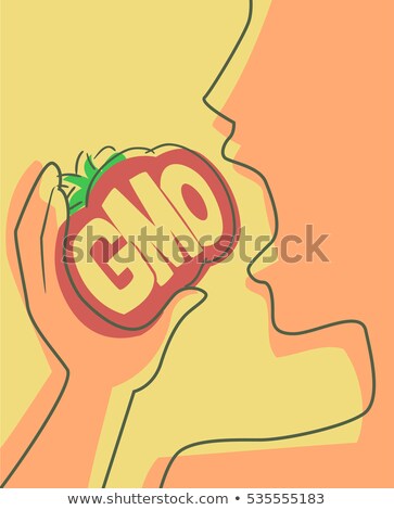 Foto stock: Gmo Apple Man Tomato Bite