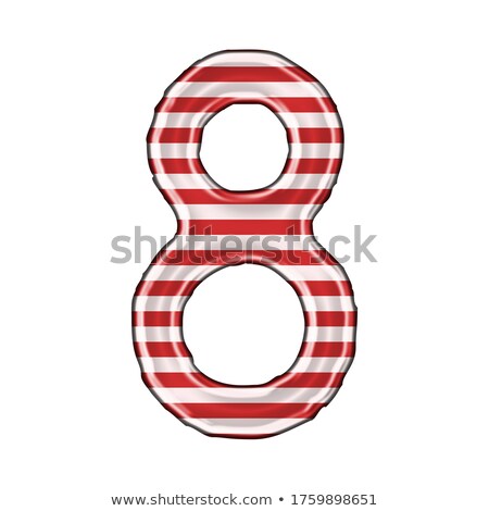 Сток-фото: Metal Red Lines Font Number Eight 8 3d